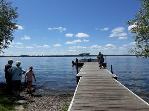 People on a dock at Lake Bemidji